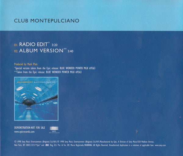 Hooverphonic : Club Montepulciano (CD, Single, Promo)