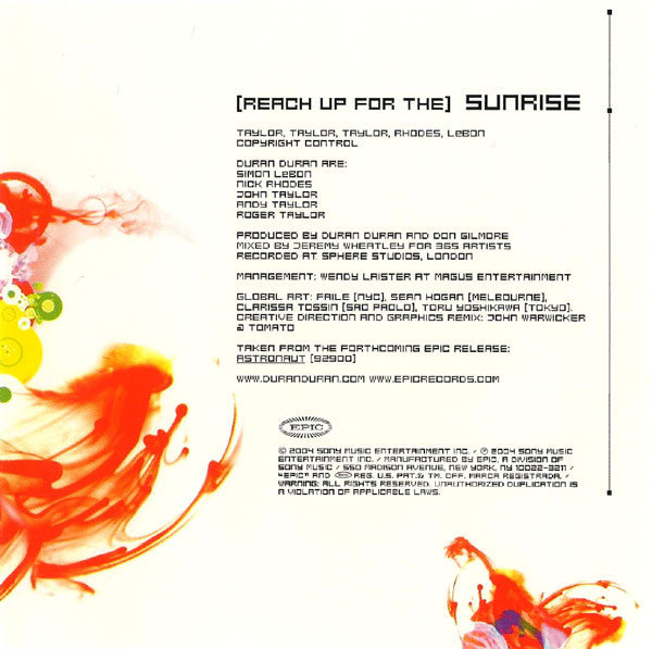 Duran Duran : (Reach Up For The) Sunrise (CD, Single, Promo)