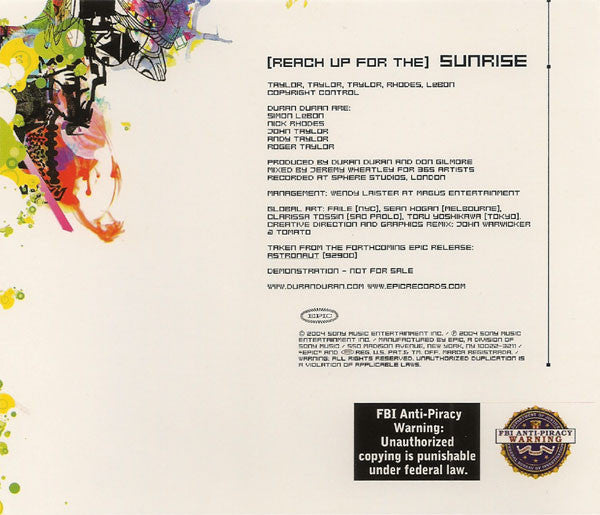 Duran Duran : (Reach Up For The) Sunrise (CD, Single, Promo)