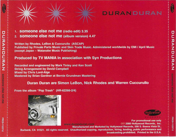 Duran Duran : Someone Else Not Me (CD, Single, Promo)