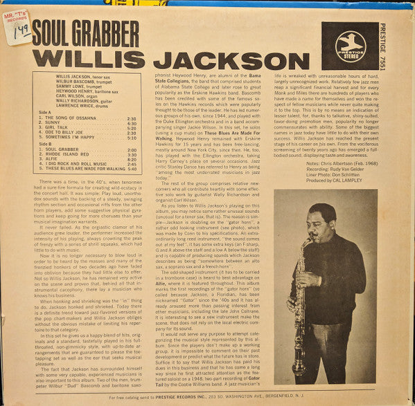 Willis Jackson : Soul Grabber (LP, Album)