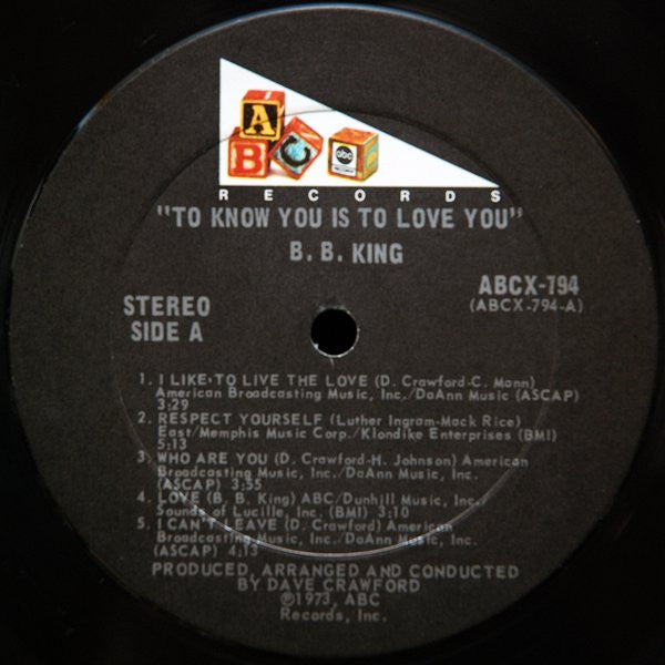 B.B. King : To Know You Is To Love You (LP, Album, Ter)