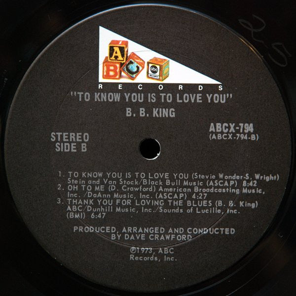 B.B. King : To Know You Is To Love You (LP, Album, Ter)