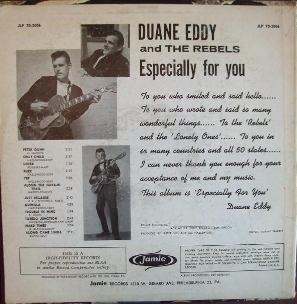 Duane Eddy And The Rebels : Especially For You (LP, Album, Mono)
