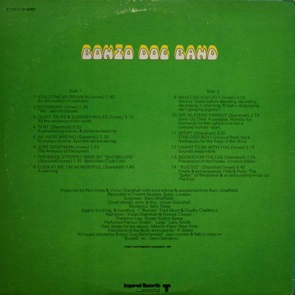 Bonzo Dog Doo-Dah Band : Keynsham (LP, Album, All)