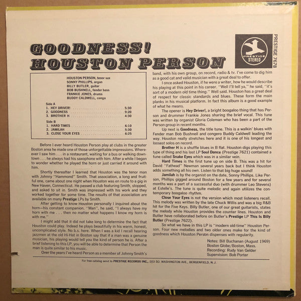 Houston Person : Goodness! (LP, Album)