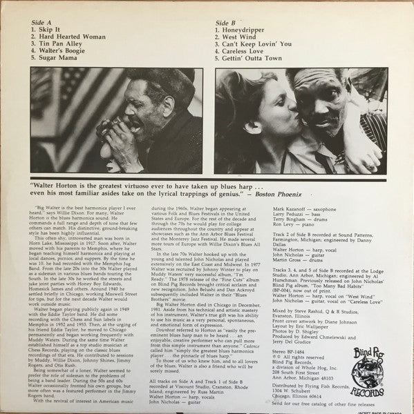 Walter Horton : Can't Keep Lovin' You (LP, Album)