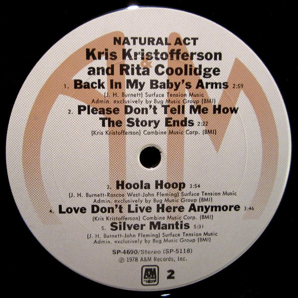 Kris Kristofferson & Rita Coolidge : Natural Act (LP, Album, Pit)