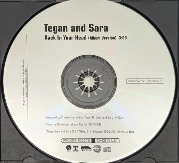 Tegan and Sara : Back In Your Head (Album Version) (CD, Single, Promo)