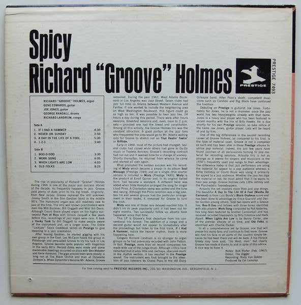 Richard "Groove" Holmes : Spicy (LP, Album, Mono)