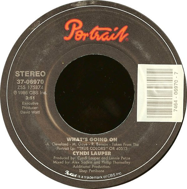Cyndi Lauper : What's Going On (7", Single, Styrene)