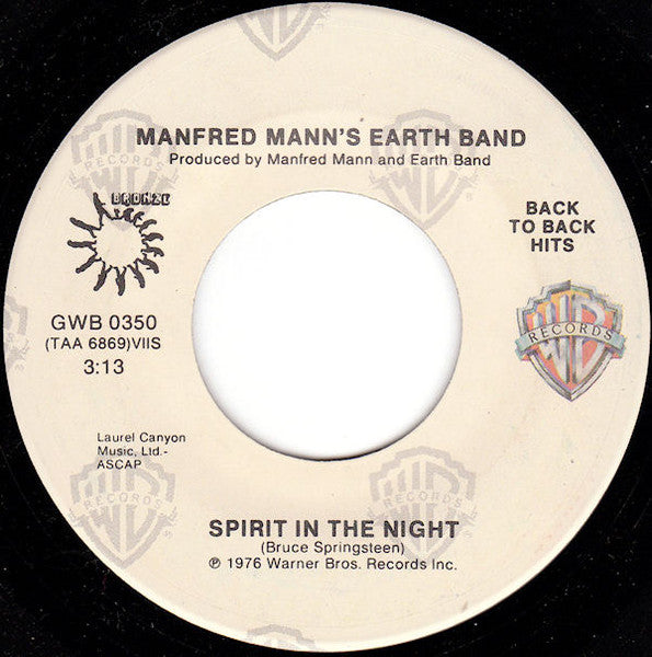 Manfred Mann's Earth Band : Blinded By The Light / Spirit In The Night (7", Single, RE)