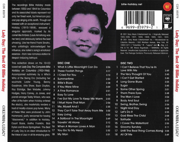 Billie Holiday : Lady Day: The Best Of Billie Holiday (2xCD, Comp, RM)