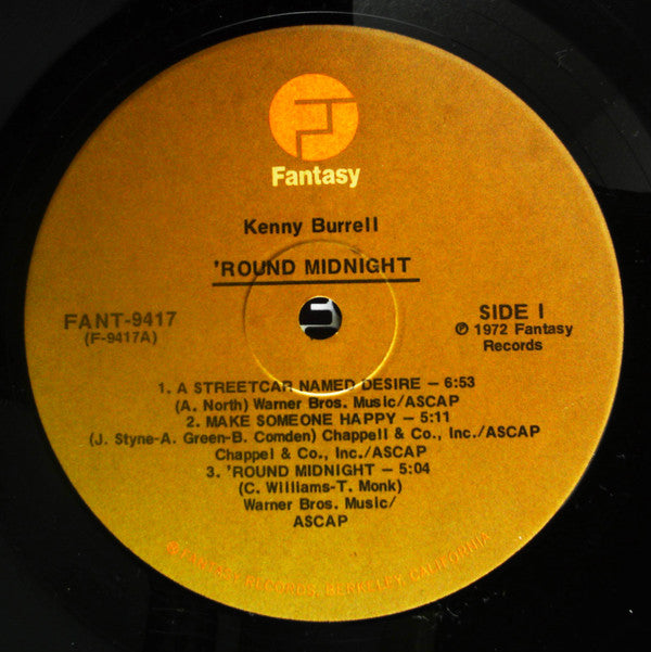 Kenny Burrell : 'Round Midnight (LP, Album, Ind)