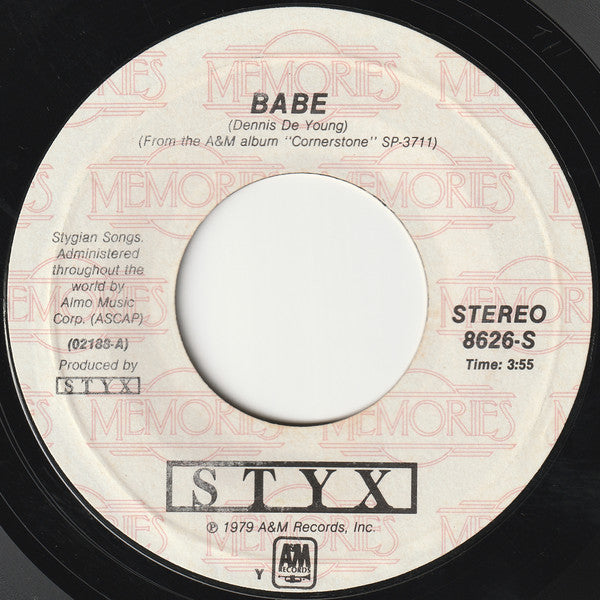 Styx : Babe / Why Me (7", RE, Styrene, Y -)