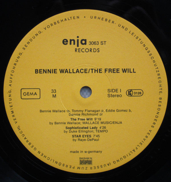 Bennie Wallace / Tommy Flanagan / Eddie Gomez / Dannie Richmond : The Free Will (LP, Album)