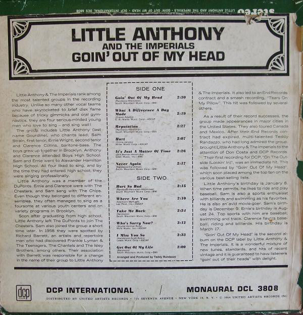 Little Anthony And The Imperials* : Goin' Out Of My Head (LP, Album, Mono)