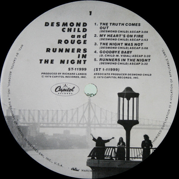Desmond Child And Rouge : Runners In The Night (LP, Album, Los)