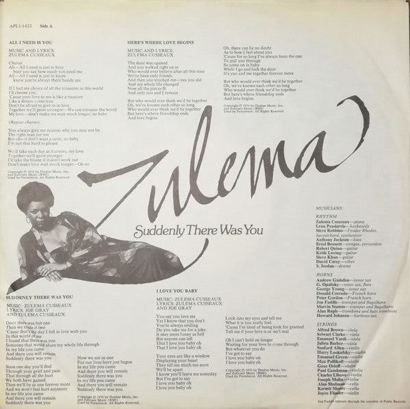 Zulema : Suddenly There Was You (LP, Album, Ind)