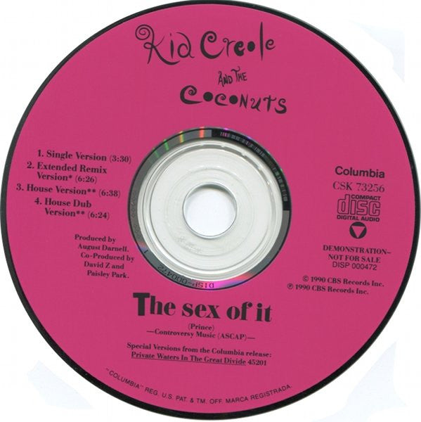 Kid Creole And The Coconuts : The Sex Of It (CD, Single, Promo)