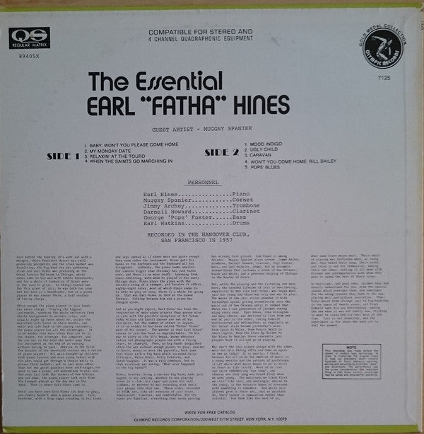 Earl Hines : The Essential Earl "Fatha" Hines (LP, Album, Quad)