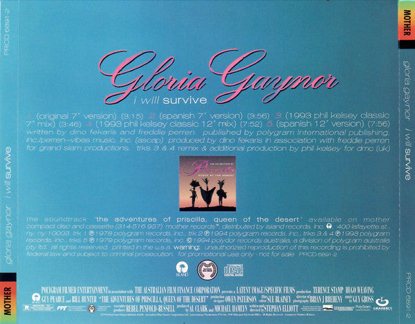Gloria Gaynor : I Will Survive (CD, Single, Promo)