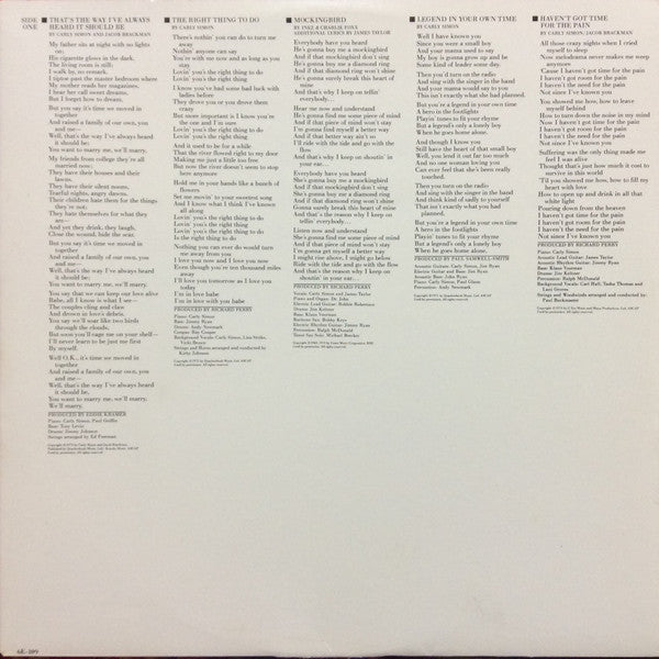 Carly Simon : The Best Of Carly Simon (LP, Comp, PRC)