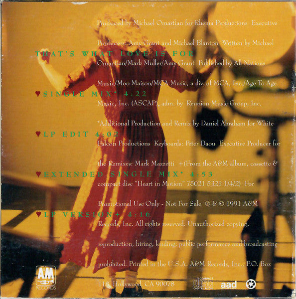 Amy Grant : That's What Love Is For (CD, Single, Promo)