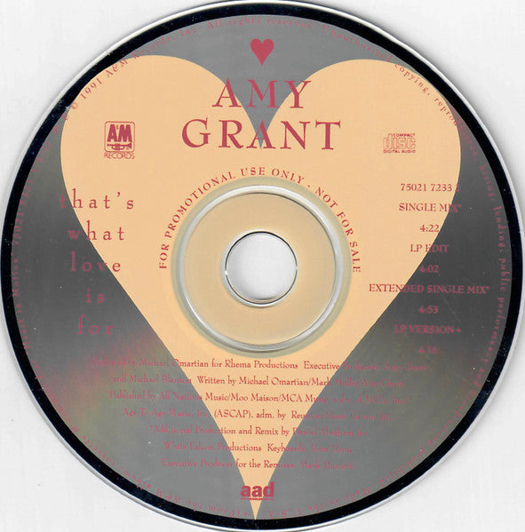Amy Grant : That's What Love Is For (CD, Single, Promo)