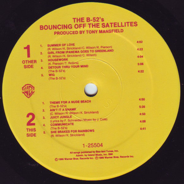 The B-52's : Bouncing Off The Satellites (LP, Album, All)