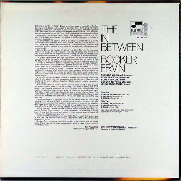 Booker Ervin : The In Between (LP, Album, Bes)