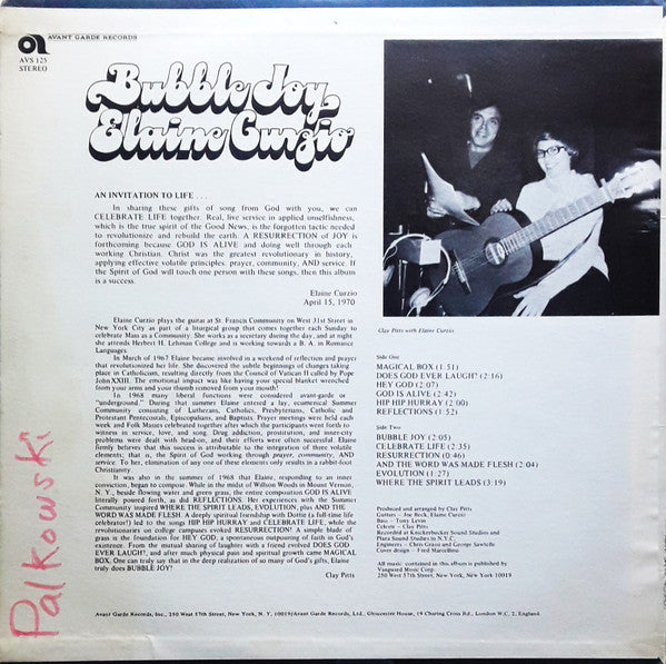Elaine Curzio : Bubble Joy (LP)
