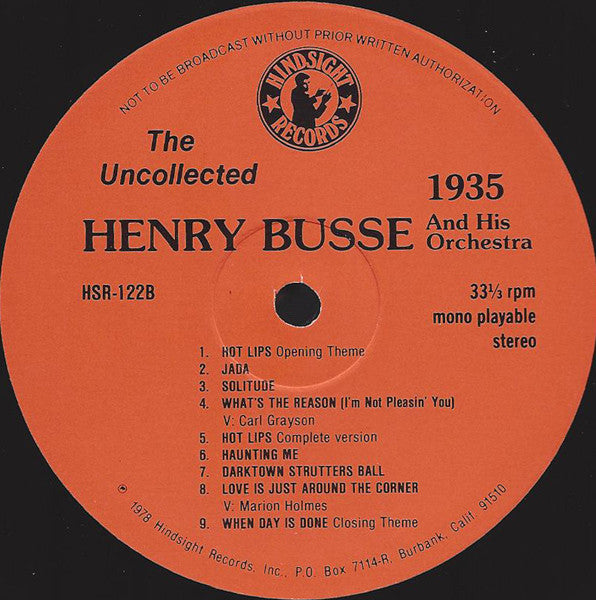 Henry Busse And His Orchestra : The Uncollected Henry Busse, 1935 (LP)