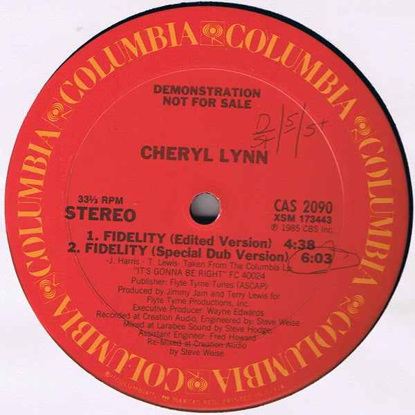 Cheryl Lynn : Fidelity (12", Promo)