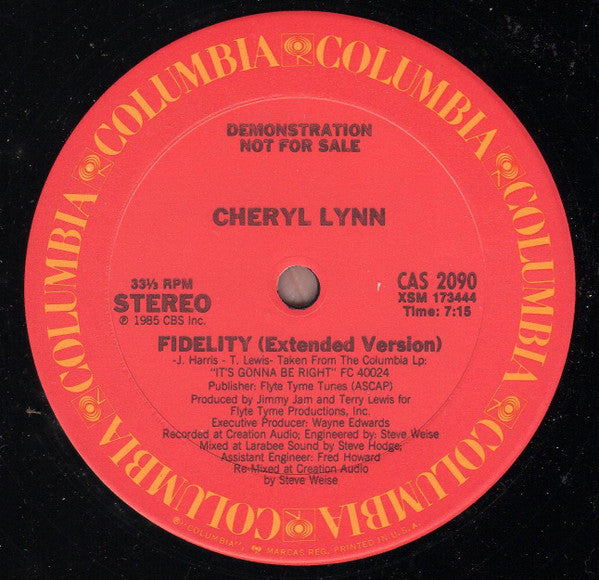 Cheryl Lynn : Fidelity (12", Promo)