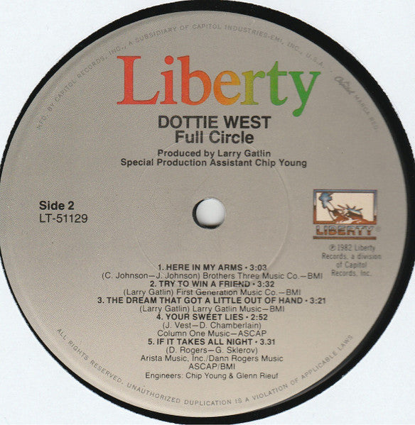 Dottie West : Full Circle (LP, Album, Jac)