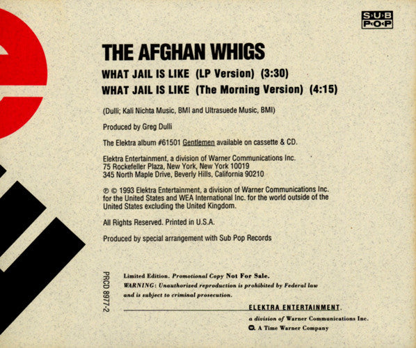 The Afghan Whigs : What Jail Is Like (CD, Single, Ltd, Promo)