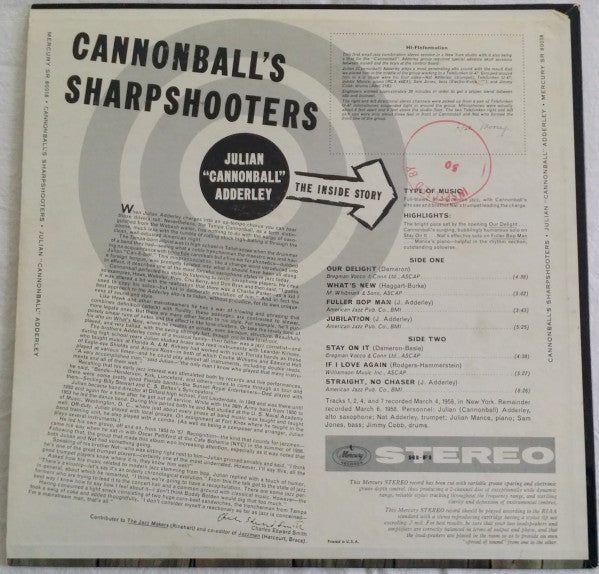 Cannonball Adderley : Cannonball's Sharpshooters (LP, Album)