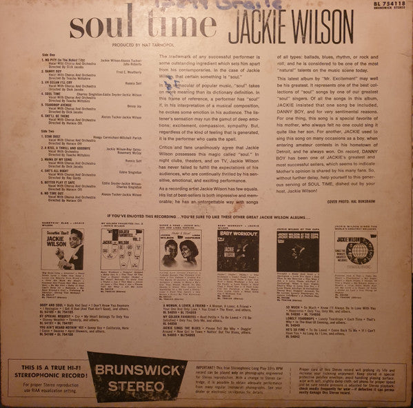 Jackie Wilson : Soul Time (LP, Album, Glo)