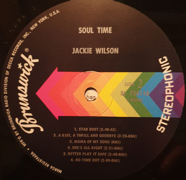 Jackie Wilson : Soul Time (LP, Album, Glo)