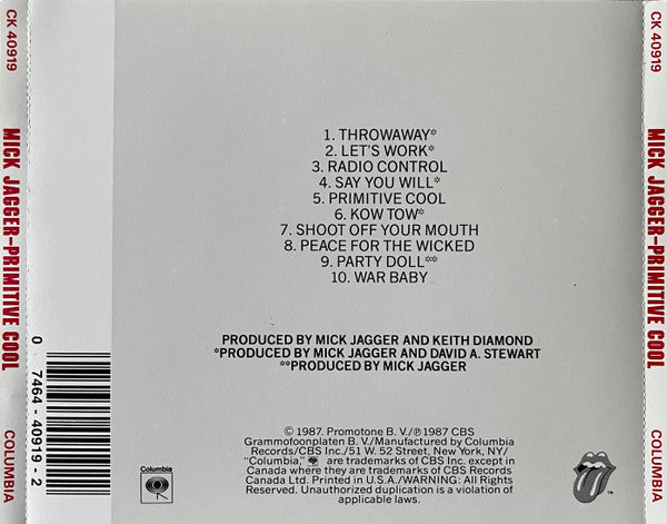 Mick Jagger : Primitive Cool (CD, Album)