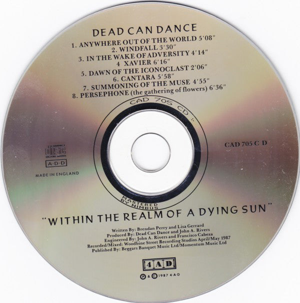 Dead Can Dance : Within The Realm Of A Dying Sun (CD, Album, Nim)