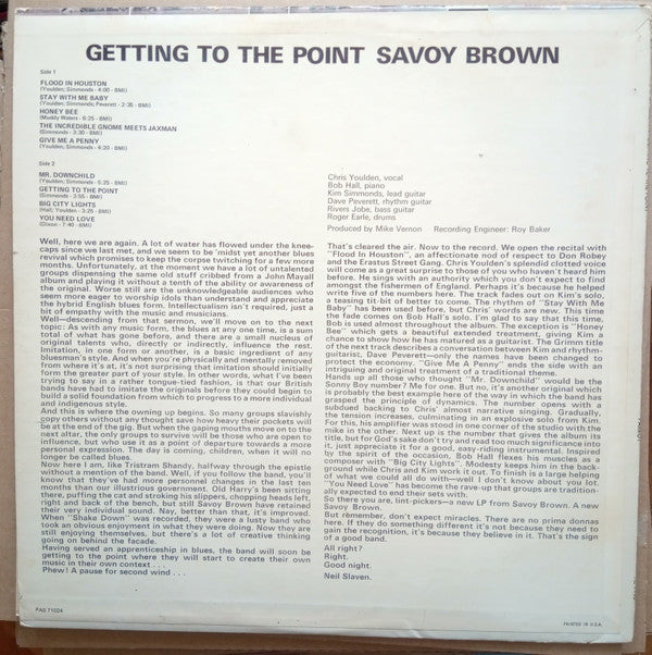 Savoy Brown : Getting To The Point (LP, Album, Ter)