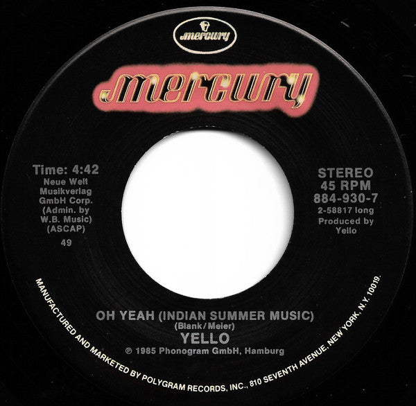 Yello : Oh Yeah (7", Single, Mul)