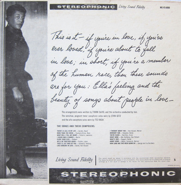 Ella Fitzgerald - Frank De Vol And His Orchestra : Like Someone In Love (LP, Album)