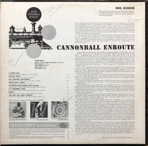 Cannonball Adderley : Cannonball Enroute (LP, Album, Mono)