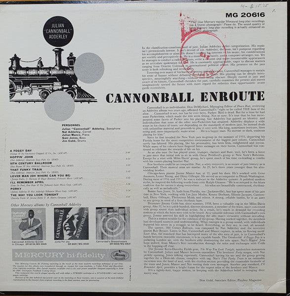 Cannonball Adderley : Cannonball Enroute (LP, Album, Mono)