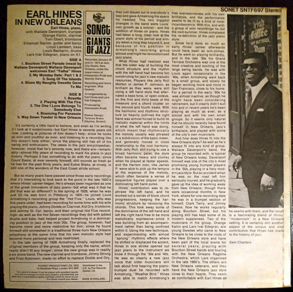 Earl Hines : Earl Hines In New Orleans (LP, Album)