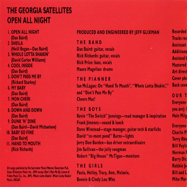 The Georgia Satellites : Open All Night (CD, Album, SRC)
