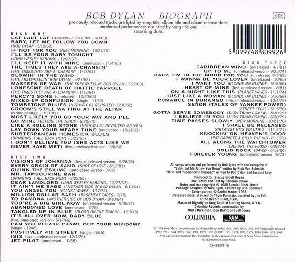 Bob Dylan : Biograph (3xCD, Comp, RE, RM, Fat)